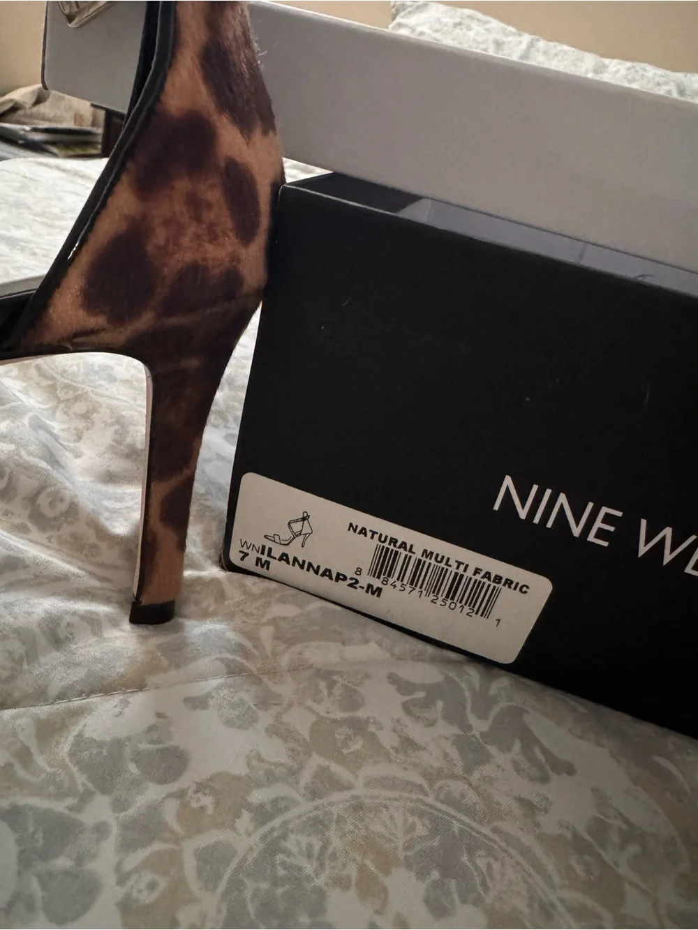 Nine West Black and Brown Leopard Stiletto Strap Sexy heels 👠